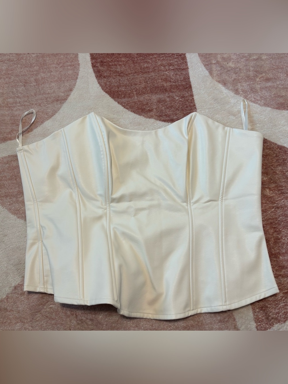 Fashion Nova Ivory White Faux-Leather Corset Top